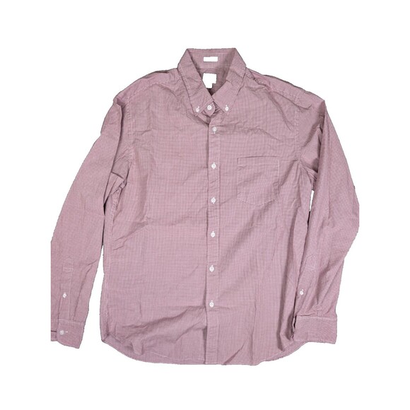 J. Crew Men's Shirt Button Up Long Sleeve Flex Washed Slim Fit Large Red Check - Picture 1 of 8